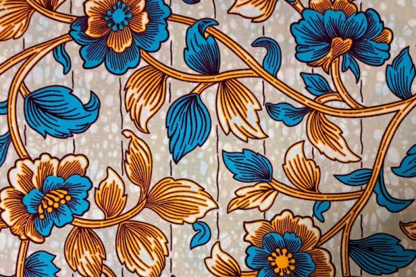 ROMANTIC BLUE FLOWERS Afrikanischer Wax Print Stoff